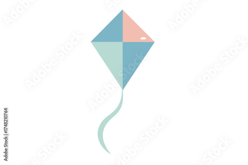 Minimalist diamond kite with four color blocks and flowing tail in soft pastel tones Free Download Minimalist diamond kite with four color blocks and flowing tail in soft pastel tones - GFXLoad