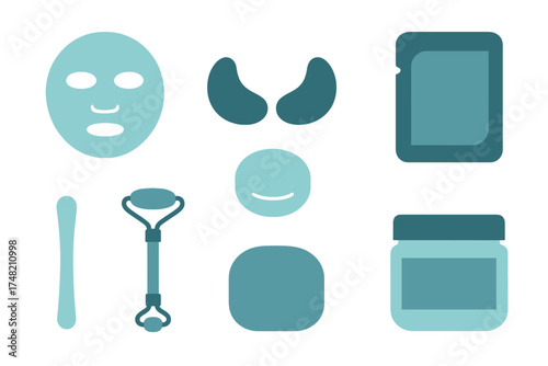 Minimalist collection of beauty and cosmetic products for facial skincare routine
