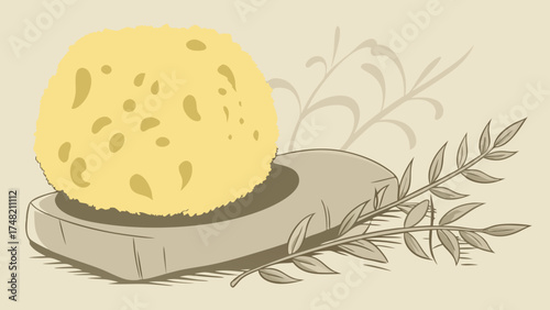 Vintage Style Illustration of a Natural Bath Sponge.