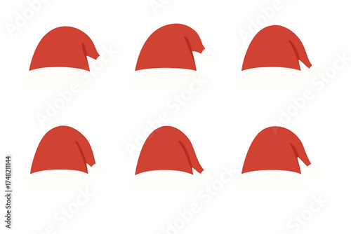 Simple red and white Santa hats seamless design on a clean white background