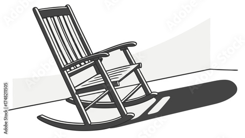 Wooden Rocking Chair Illustration.