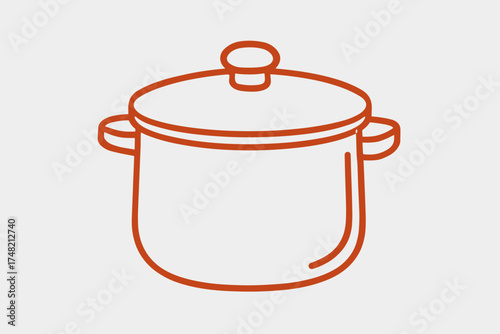 Minimalist outline of a kitchen cooking pot or saucepan featuring a lid and side handles