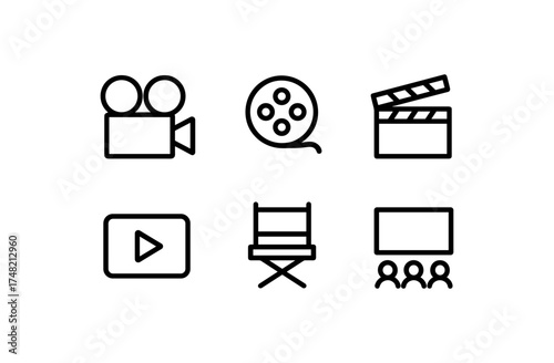 Minimalist film and cinema icons collection for creative projects