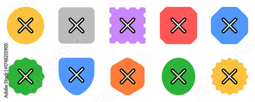 Vector cross multiply close remove mark icon. Black, white background. Perfect for app and web interfaces, infographics, presentations, marketing, etc.