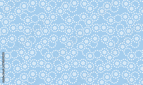 泡のようなドットでできた水色の円の微塵模様