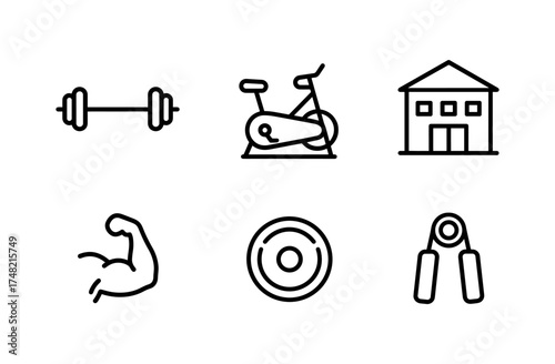 Minimalist gym equipment icons for fitness and exercise concepts