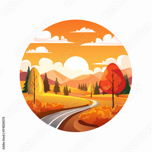 Autumn Landscape, Fall Back Time Change, Golden Hour Sunset