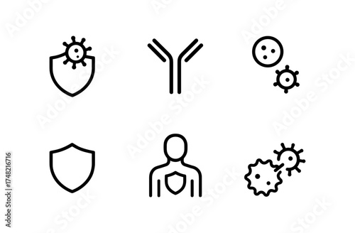 Minimalist icons for immune system protection and disease prevention