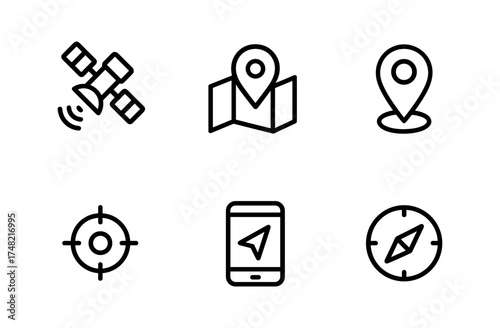Navigation and gps icons: modern linear style for location and mapping