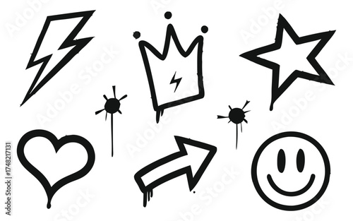 Retro Hand-Drawn Icon Pack (Star, Heart, Crown)
