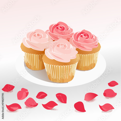 Romantische Rosen-Cupcakes