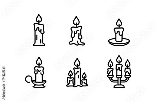 Minimalist candle set with melting wax in linear style