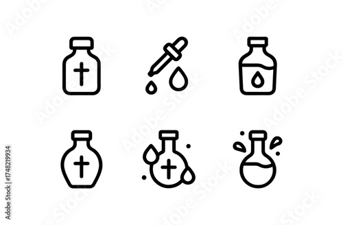 Medicine and health icons in minimalist outline style