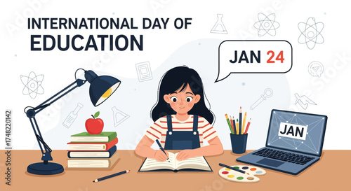 Celebrating International Day of Education A Student's Study Session with Learning Tools
