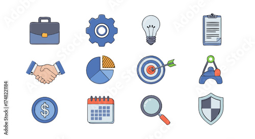 Business and Finance Icons A Comprehensive Set of Professional Graphics for Marketing, Strategy, and Investment