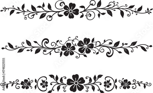 Elegant Floral Decoration Elements Set featuring a variety of ornamental flower designs, leaves, and decorative motifs