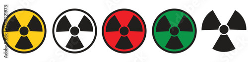 Radiation warning sign icons. Radioactive warning icon set.