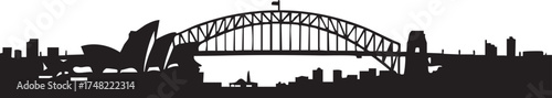 Sydney Skyline Silhouettes Vector Illustration