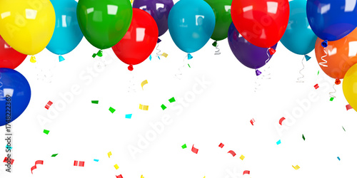 colorful balloons in 3d redering isolated on white