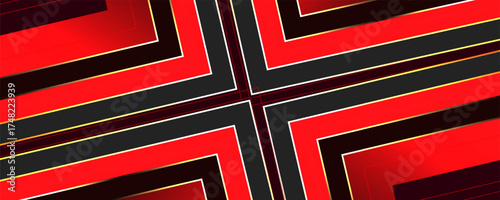Abstract red background with glowing curve lines. Modern shiny red gradient geometric circle lines pattern. Futuristic concept. Suit for banner, brochure, poster, presentation, cover, website