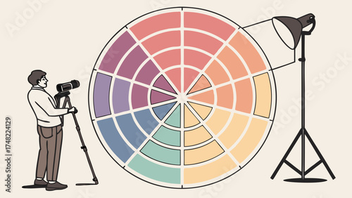 A Photographer Framing a Color Wheel for Artistic and Creative Concepts.