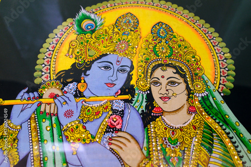 Tableau sur toile Hindu god and goddess Radha Krishna.  Ho Chi Minh city. Vietnam.