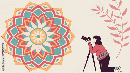 Artistic Illustration of a Creative Pursuit Mandala Design and Photography Theme.