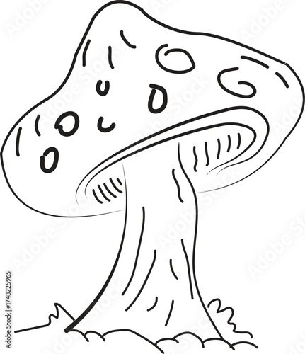 Simple Mushroom Line Art Hand Drawn Doodle
