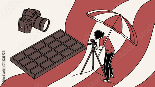 Artistic Representation of Product Photography Lifestyle and Commercial Photography Chocolate and Camera.