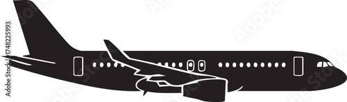 Modern Passenger Airplane Silhouettes Vector Minimal Design Side View Isolated