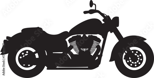 Motorcycle Cruiser Silhouettes Flat Isolated Vector Illustration