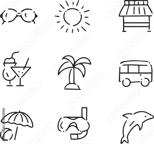 Plan your stunning beach vacation with these vibrant summer icons for unforgettable memories