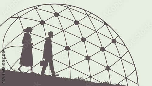 Conceptual illustration of connection and global collaboration.