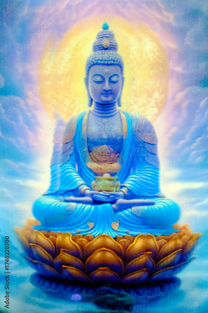 Obraz premium Buddha sitting in the lotus position. Siddhartha Gautama. Ho Chi Minh city. Vietnam.