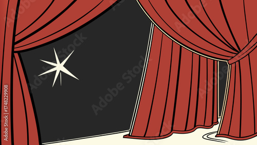 Curtains and a Starburst A Dramatic Stage Background.