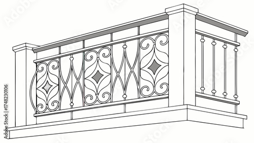 Decorative Railing Design Illustration.