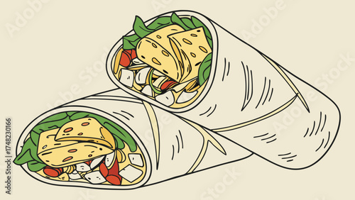 Delicious Cartoon Wraps Illustration.