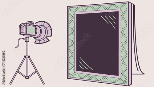 Digital Photography Equipment Setup for Image Capture Vector Illustration.