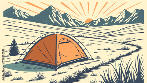 Camping Adventure in Mountain Landscape.