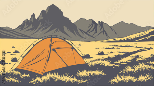 Camping Adventure in Mountainous Landscape.
