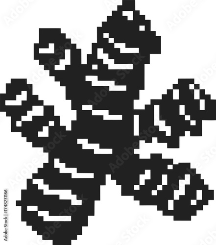 Black pixel art chromosome illustration genetic science symbol, dna concept, digital biology structure, cell genetics isolated