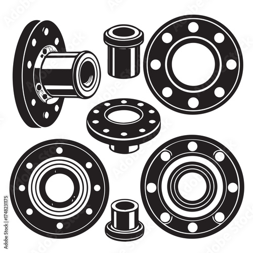 set of black and white wheel