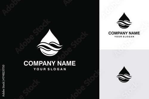 Elegant Water Drop Logo Design with Flowing Wave for Modern Brand Identity.