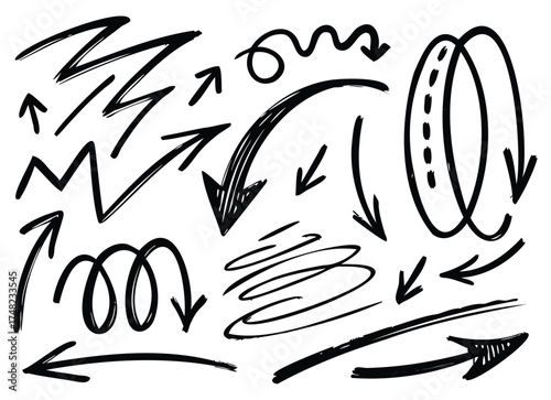 Dynamic Hand-Drawn Retro Arrows