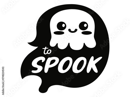 Vector art of cute ghost with text to spook