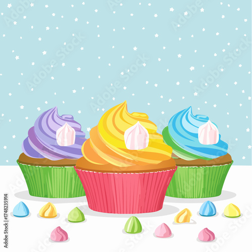 Regenbogen-Cupcakes für Kinder