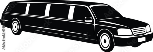  limo car illustration, stretch sedan symbol  