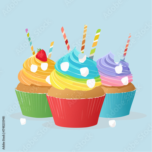 Regenbogen-Cupcakes für Kinder