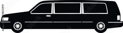  limo car illustration, stretch sedan symbol  