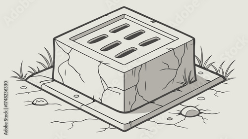Isometric Stone Drainage Illustration.